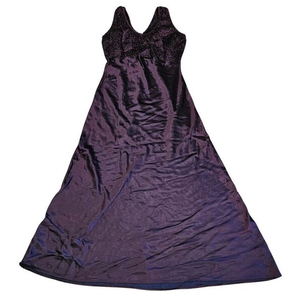 Vintage Evening Gown Whimsygoth Witchcore Witchy Goth Smocked Bodice Flowy Silky - Picture 1 of 13